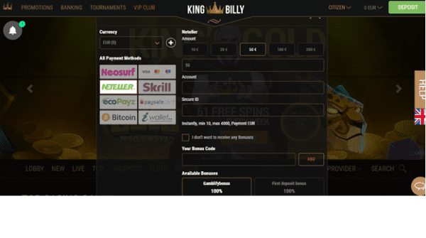 Indbetellernger foretaget med Neteller