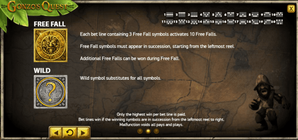 Gonzo's Quest Gevinsttabel E