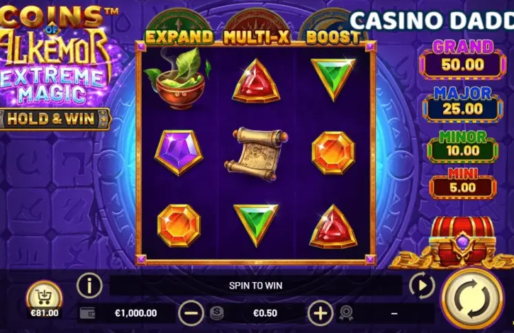 Mønter af Alkemor Extreme Magic Betsoft